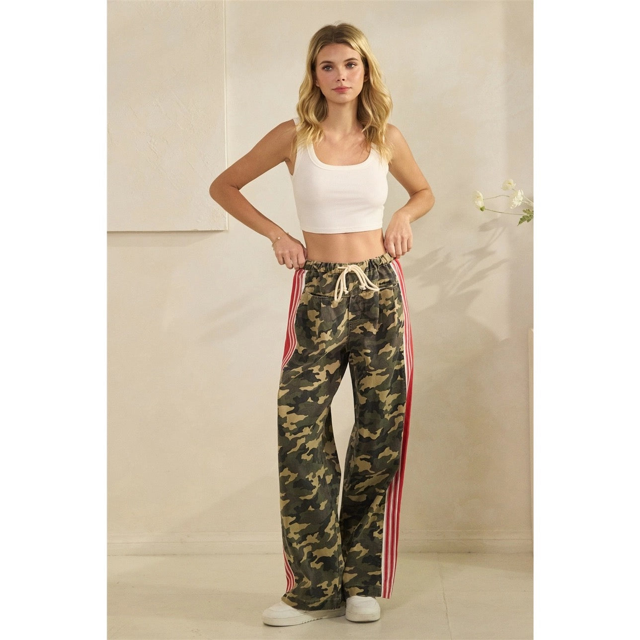 Camo Stripe Wide Legged Pants