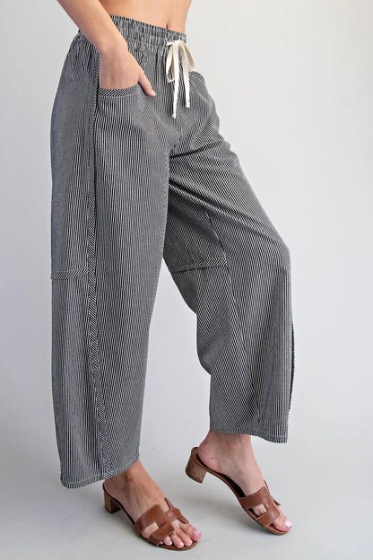 {BLK} Stripe Waistband Pants