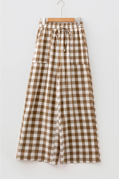 Gingham Elastic Waist Pant