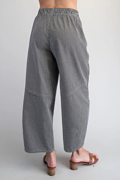 {BLK} Stripe Waistband Pants