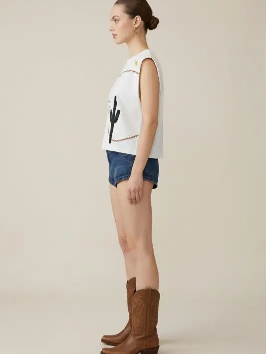 Western Embroidered Muscle Tank