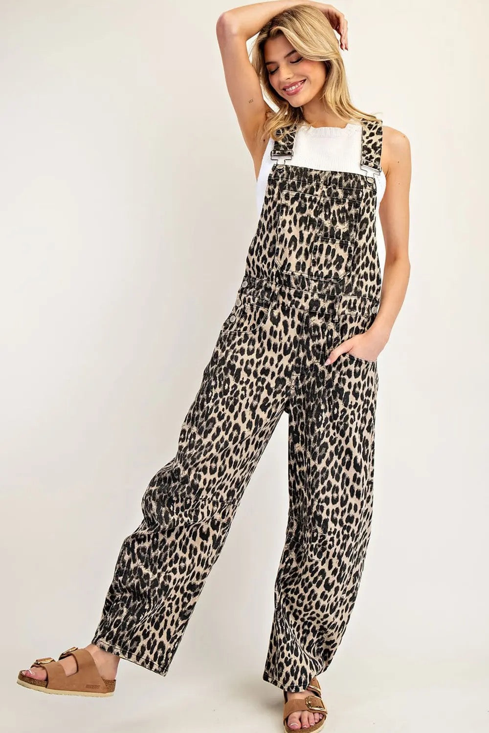 Leopard Denim Overalls