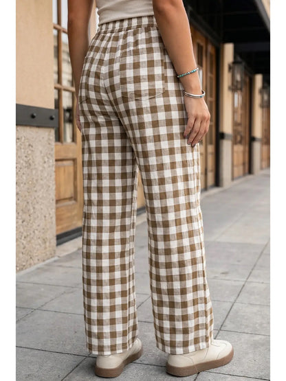 Gingham Elastic Waist Pant