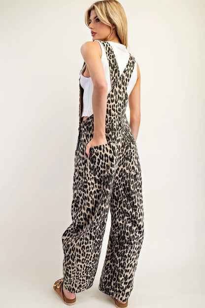 Leopard Denim Overalls