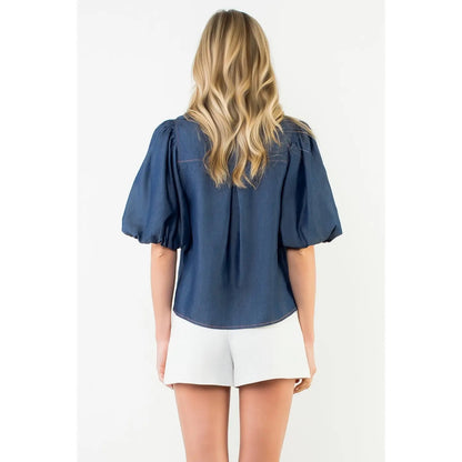{Denim Dan} Puff Sleeve Top
