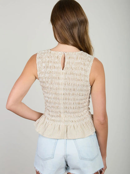 Stripe Sleeveless Smock Top {Khaki}
