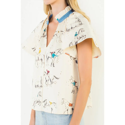 {Equestrian} Print Top