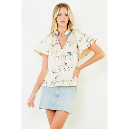 {Equestrian} Print Top