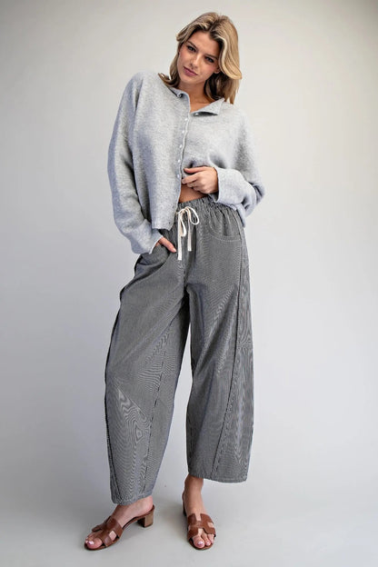 {BLK} Stripe Waistband Pants