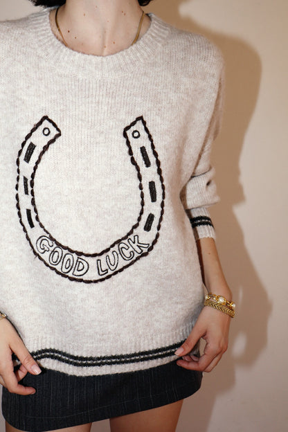 Embroidered {Good Luck} Sweater