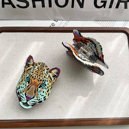 Tiger & Leopard Head Print Hair Claw Wild Animal