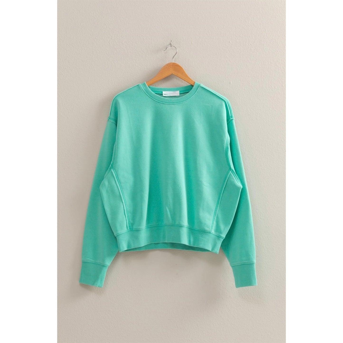 {TURQUOISE} Plain Seam Detail Sweatshirt