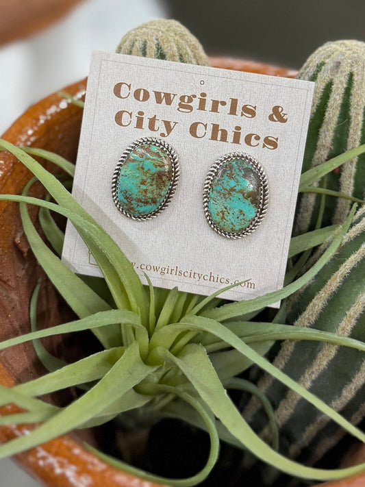 {Alvin} Kingman Silver Studs - Cowgirls & City Chics