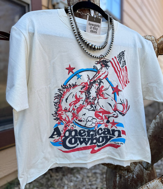 American Cowboy Cropped Tee - Cowgirls & City Chics