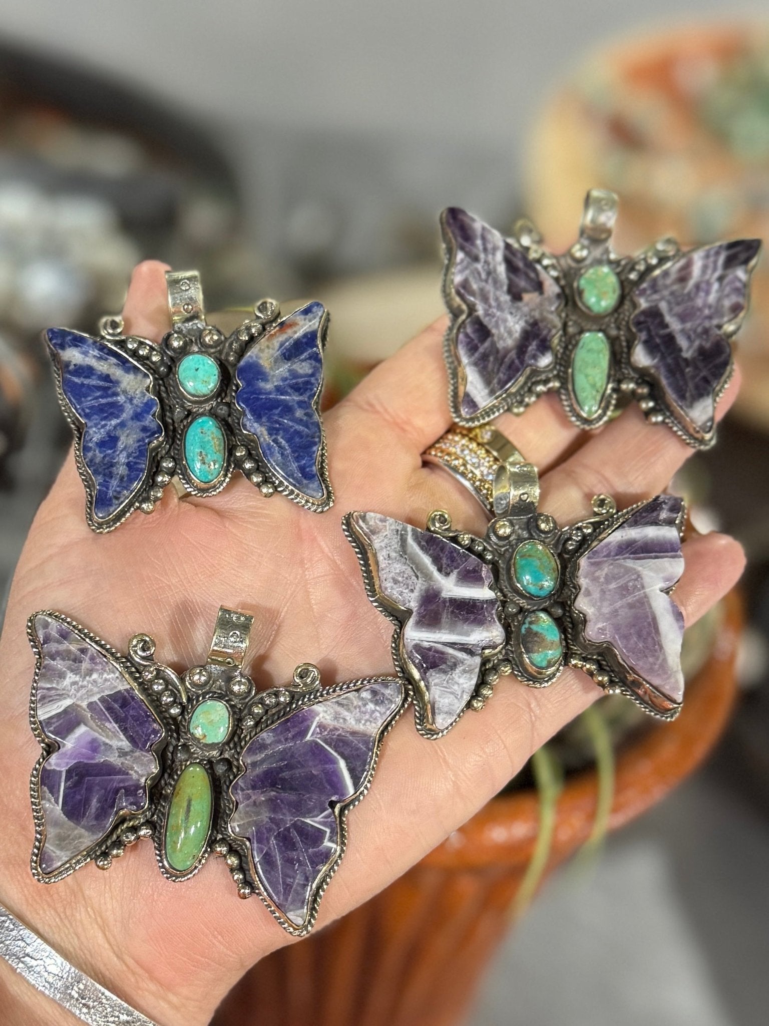 Amethyst & Kingman Butterfly Pendent - Cowgirls & City Chics