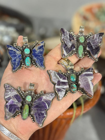 Amethyst & Kingman Butterfly Pendent - Cowgirls & City Chics