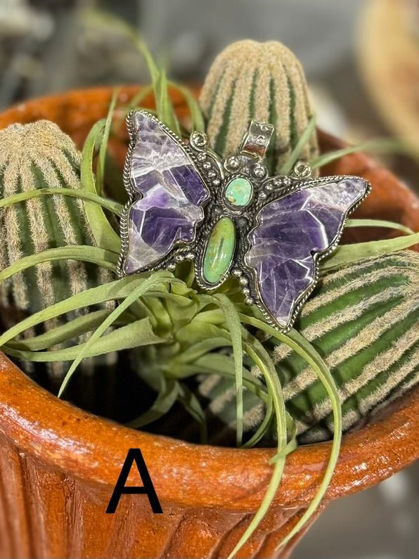 Amethyst & Kingman Butterfly Pendent - Cowgirls & City Chics