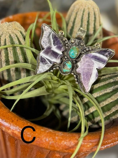 Amethyst & Kingman Butterfly Pendent - Cowgirls & City Chics