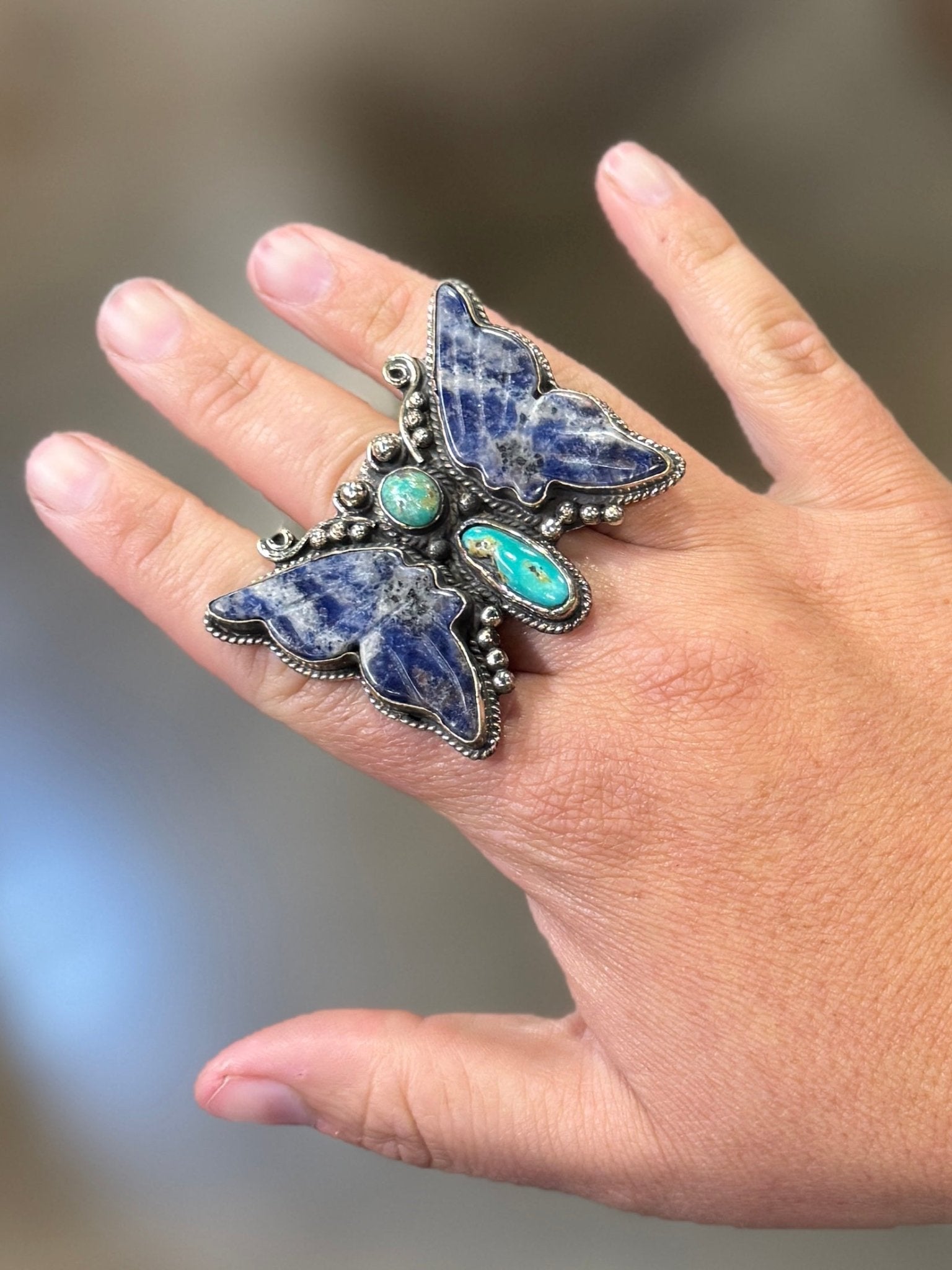 Amethyst & Kingman Butterfly Ring - Cowgirls & City Chics