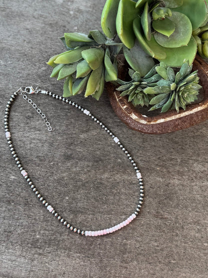 {Austin} Pink Conch Silver Bead Necklace - Cowgirls & City Chics