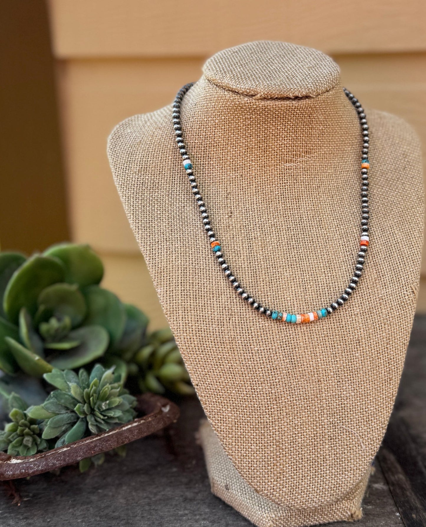 {Austin} Spiny & Kingman Silver Bead Necklace - Cowgirls & City Chics