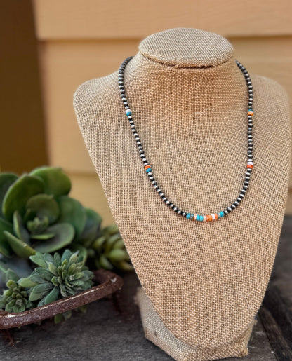 {Austin} Spiny & Kingman Silver Bead Necklace - Cowgirls & City Chics