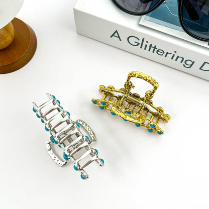 Vintage Turquoise Metal Claw Clip
