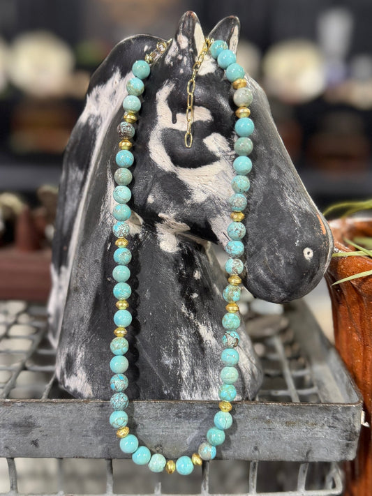 {Baby Blue} Gold & Turquoise Necklace - Cowgirls & City Chics