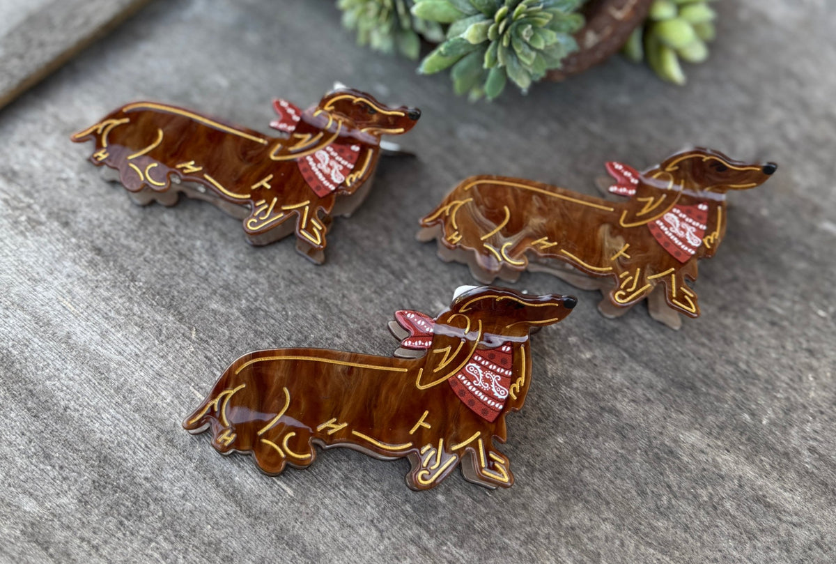 Bandana Dachshund Hair Claw Clip - Cowgirls & City Chics
