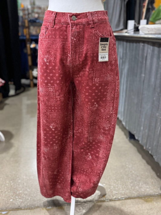 Bandana Red Barrel Pants - Cowgirls & City Chics