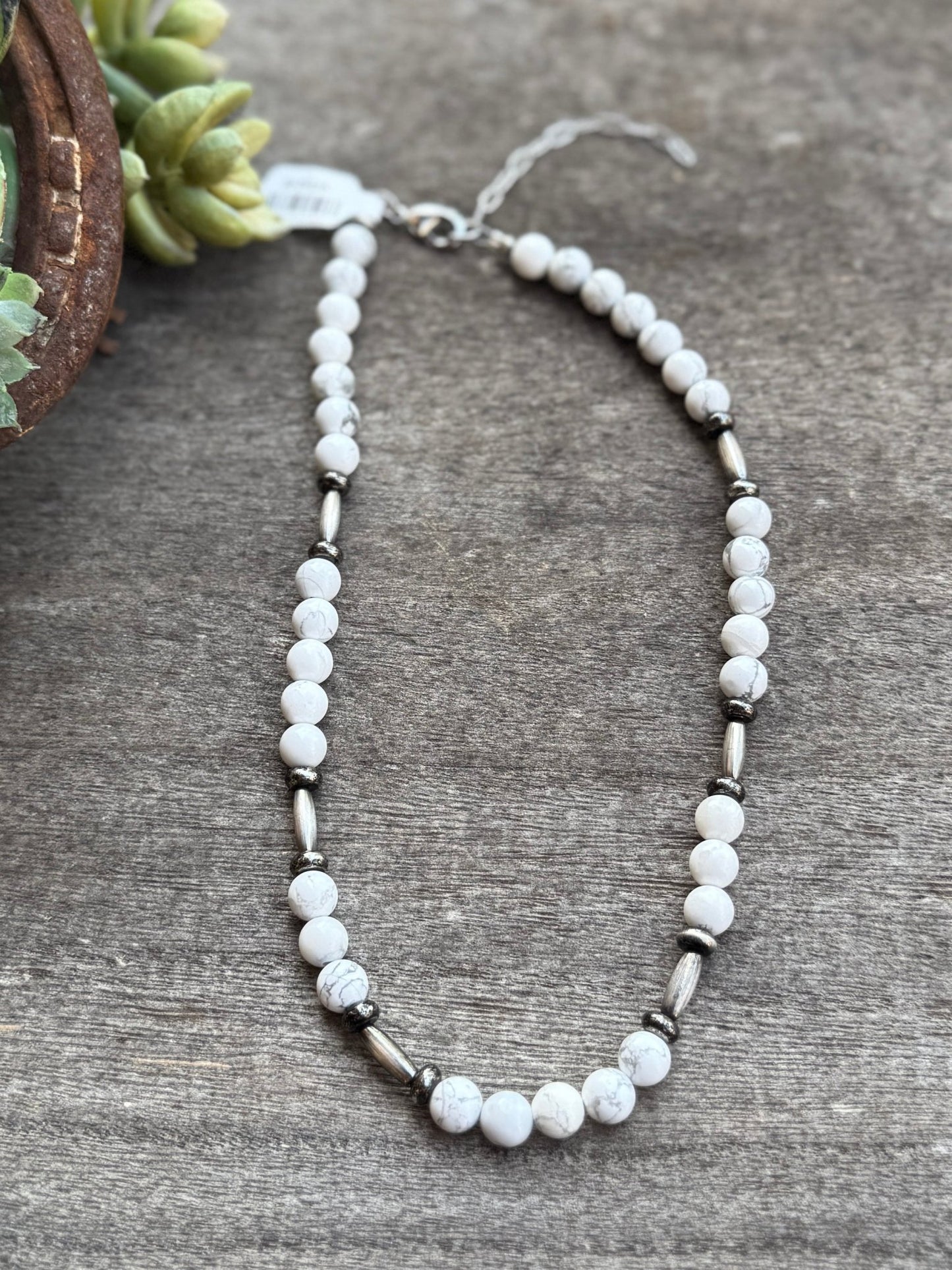 Barrel, Spacer & White Stone Neckalce - Cowgirls & City Chics