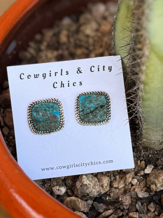 {Beaches} Kingman Square Studs - Cowgirls & City Chics