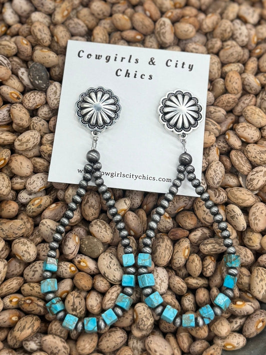 Beaded Hoop Post Earrings - Cowgirls & City Chics