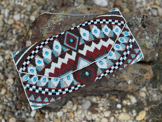 Beaded Southwest Turquoise Clutch - Cowgirls & City Chics