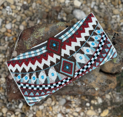 Beaded Southwest Turquoise Clutch - Cowgirls & City Chics