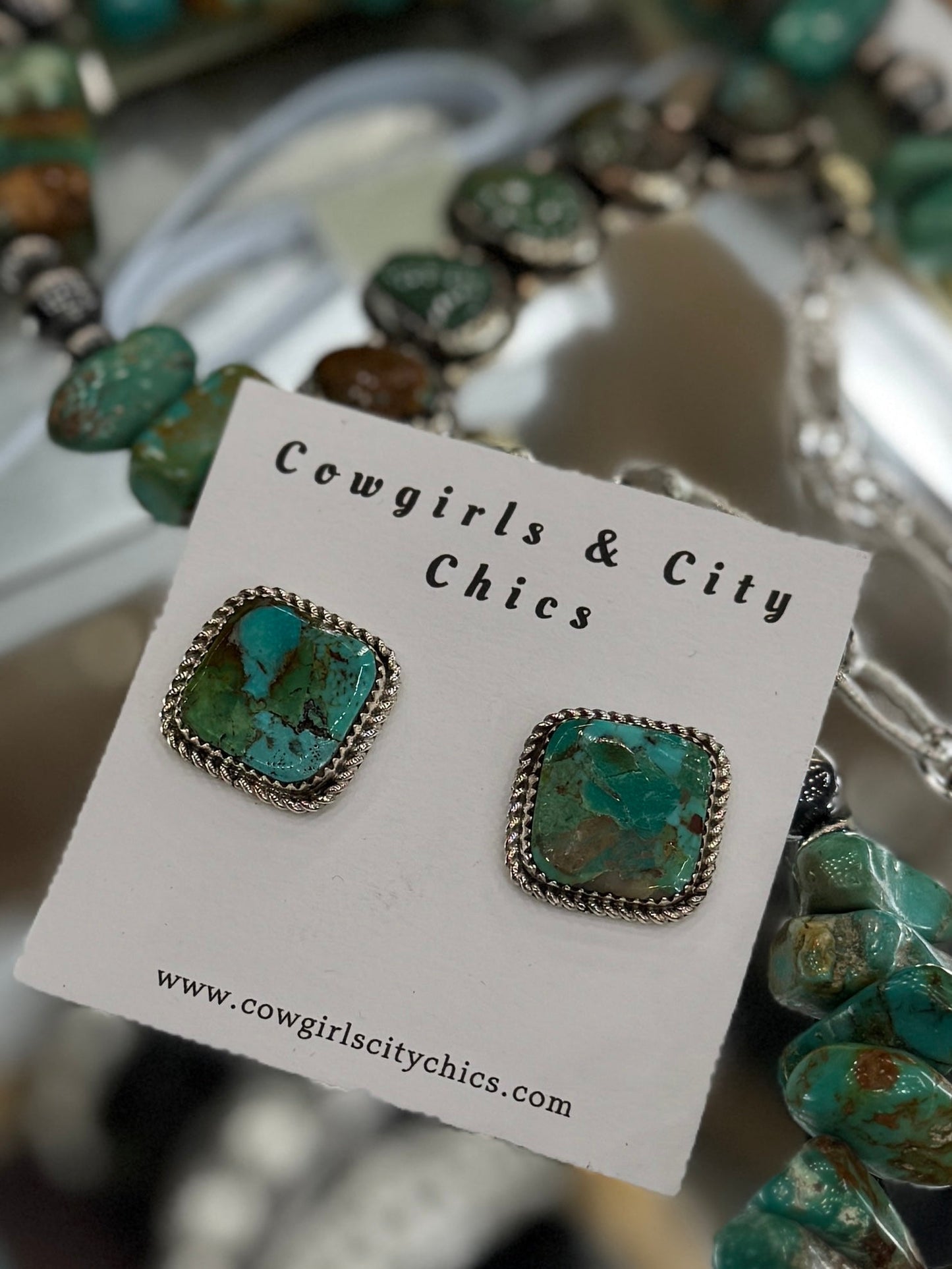 {Becca} Kingman Square Studs - Cowgirls & City Chics