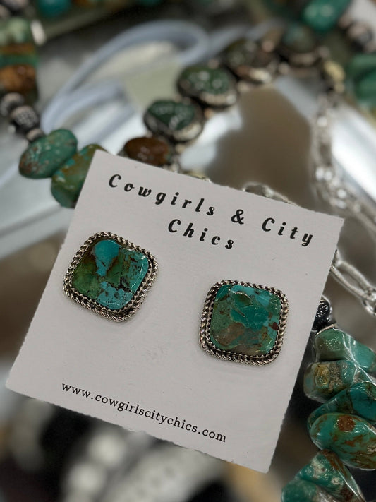 {Becca} Kingman Square Studs - Cowgirls & City Chics