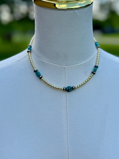 {Bella} Gold & Turquoise Necklace - Cowgirls & City Chics