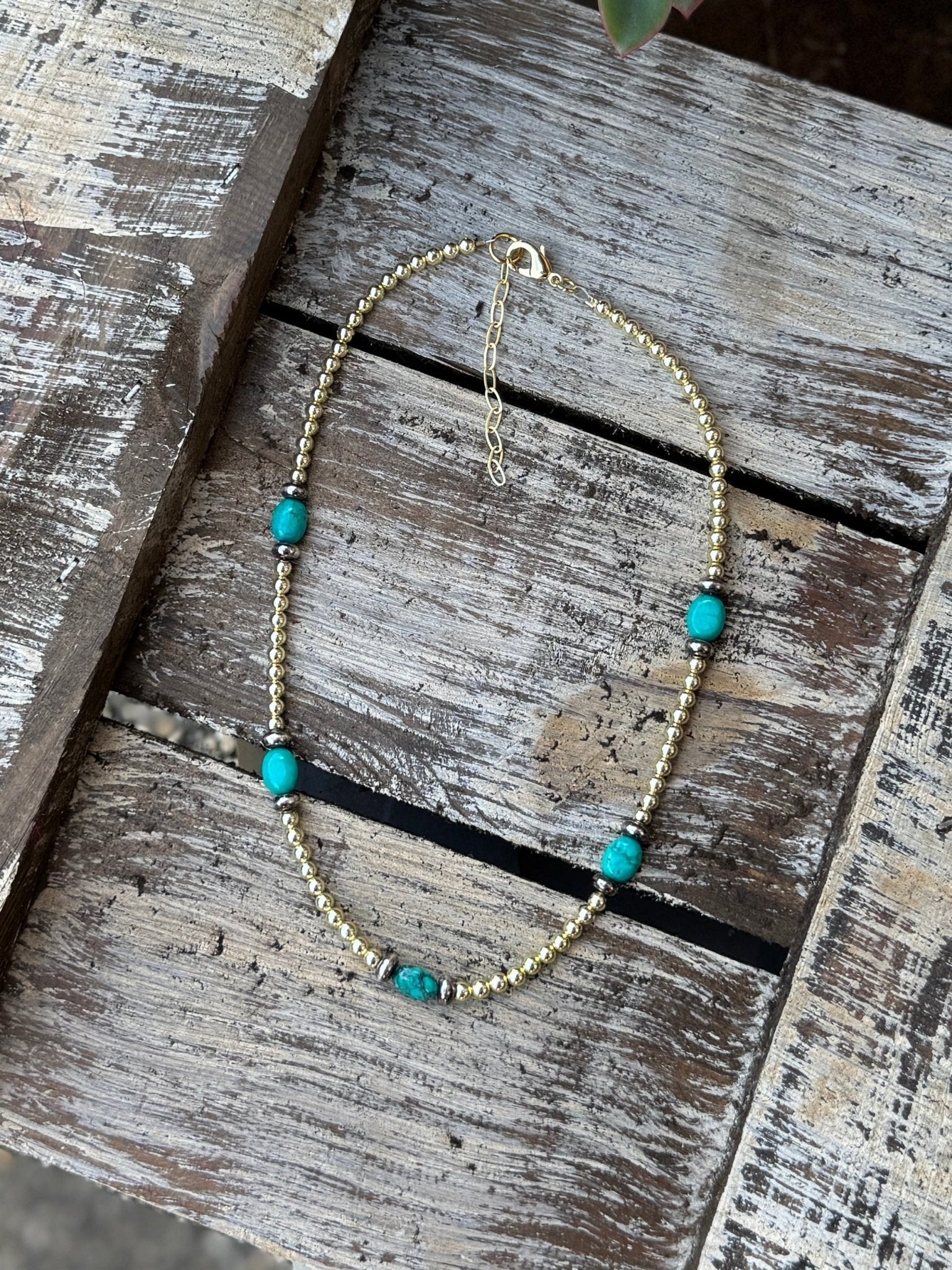{Bella} Gold & Turquoise Necklace - Cowgirls & City Chics