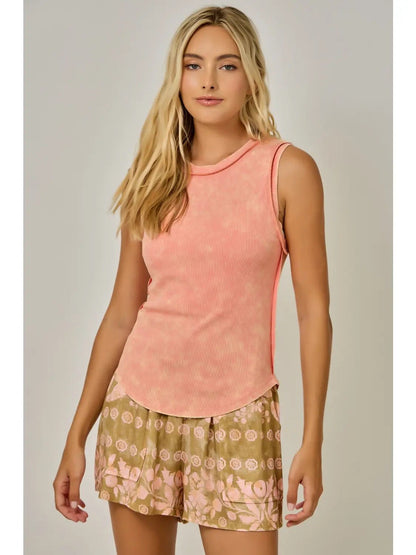 {Berry} Exposed Seam Ribbed Tank - Cowgirls & City Chics