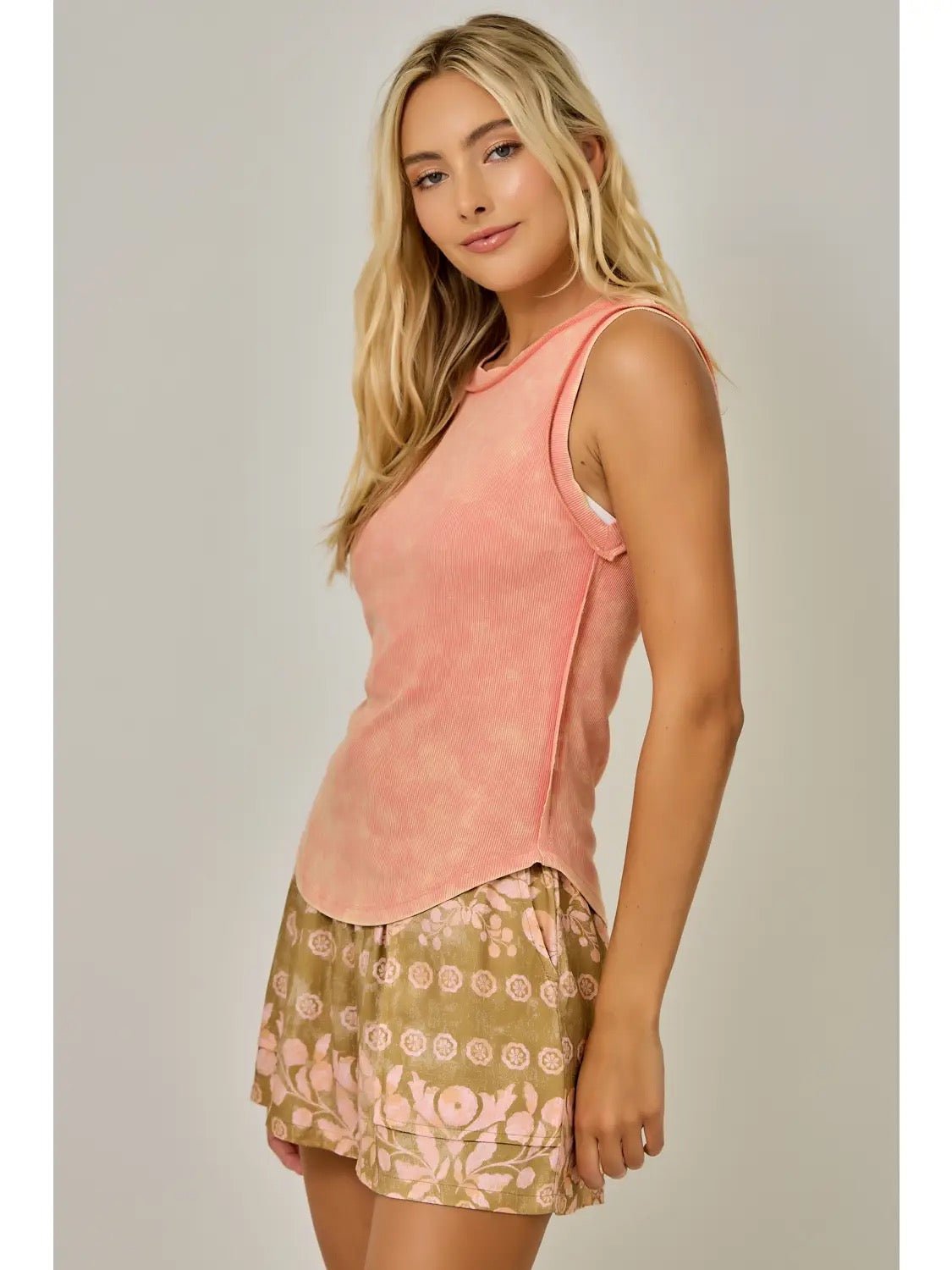{Berry} Exposed Seam Ribbed Tank - Cowgirls & City Chics