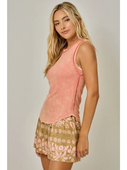 {Berry} Exposed Seam Ribbed Tank - Cowgirls & City Chics