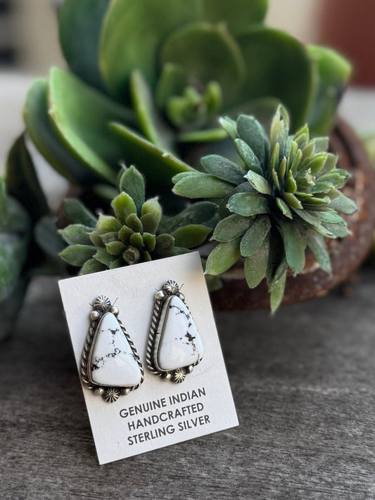 {Beth} White Buffalo Stud Earrings - Cowgirls & City Chics