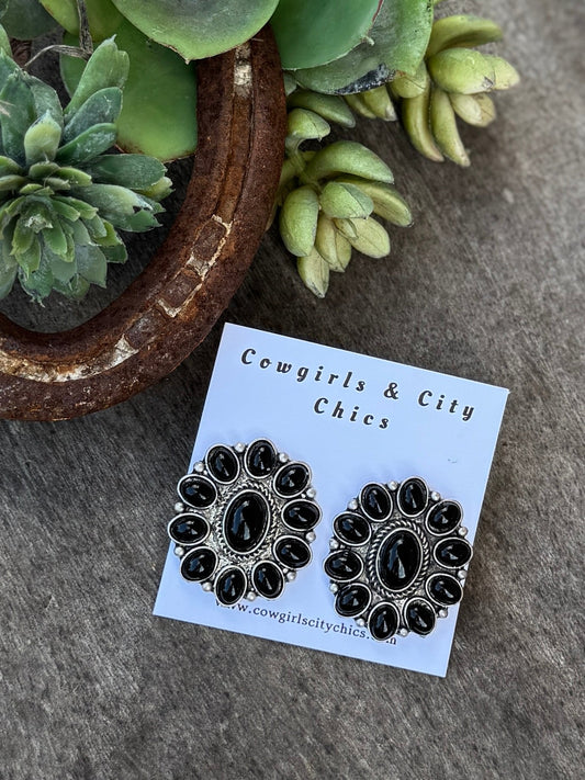 Black Concho Earrings - Cowgirls & City Chics