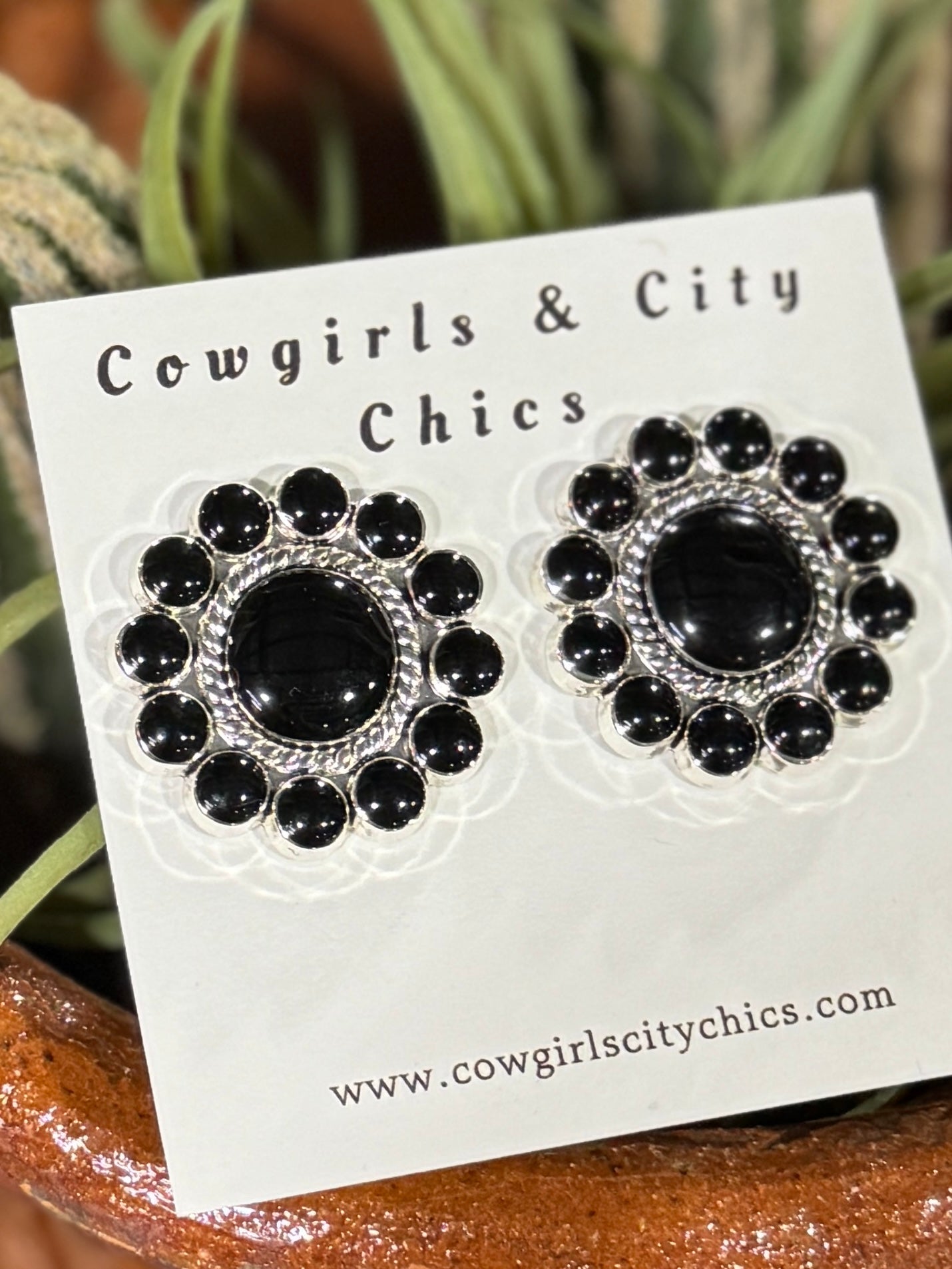 Black Concho Earrings - Cowgirls & City Chics