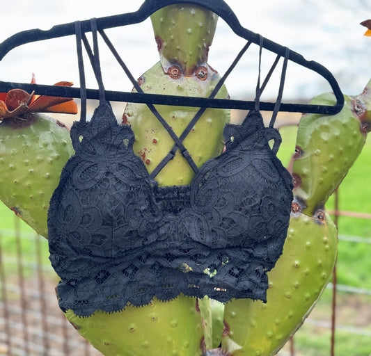 Black Crochet Bralette - Cowgirls & City Chics