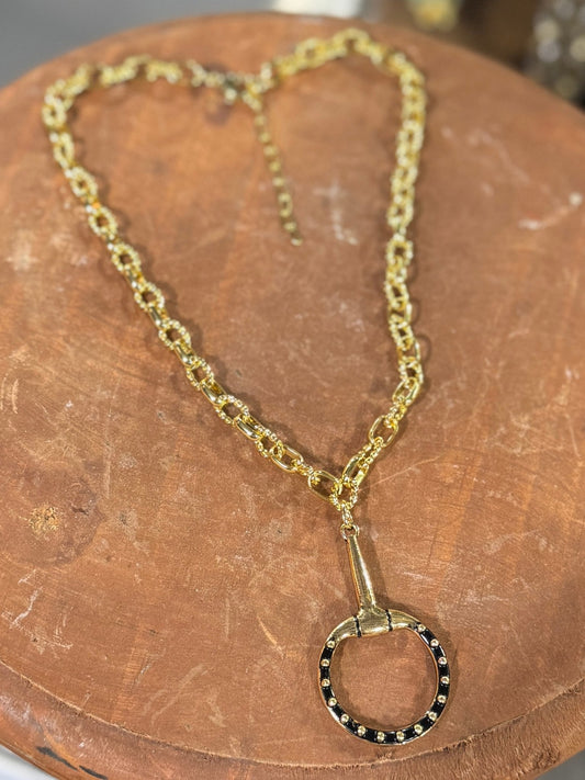 Black In-Lay Bit Necklace - Cowgirls & City Chics