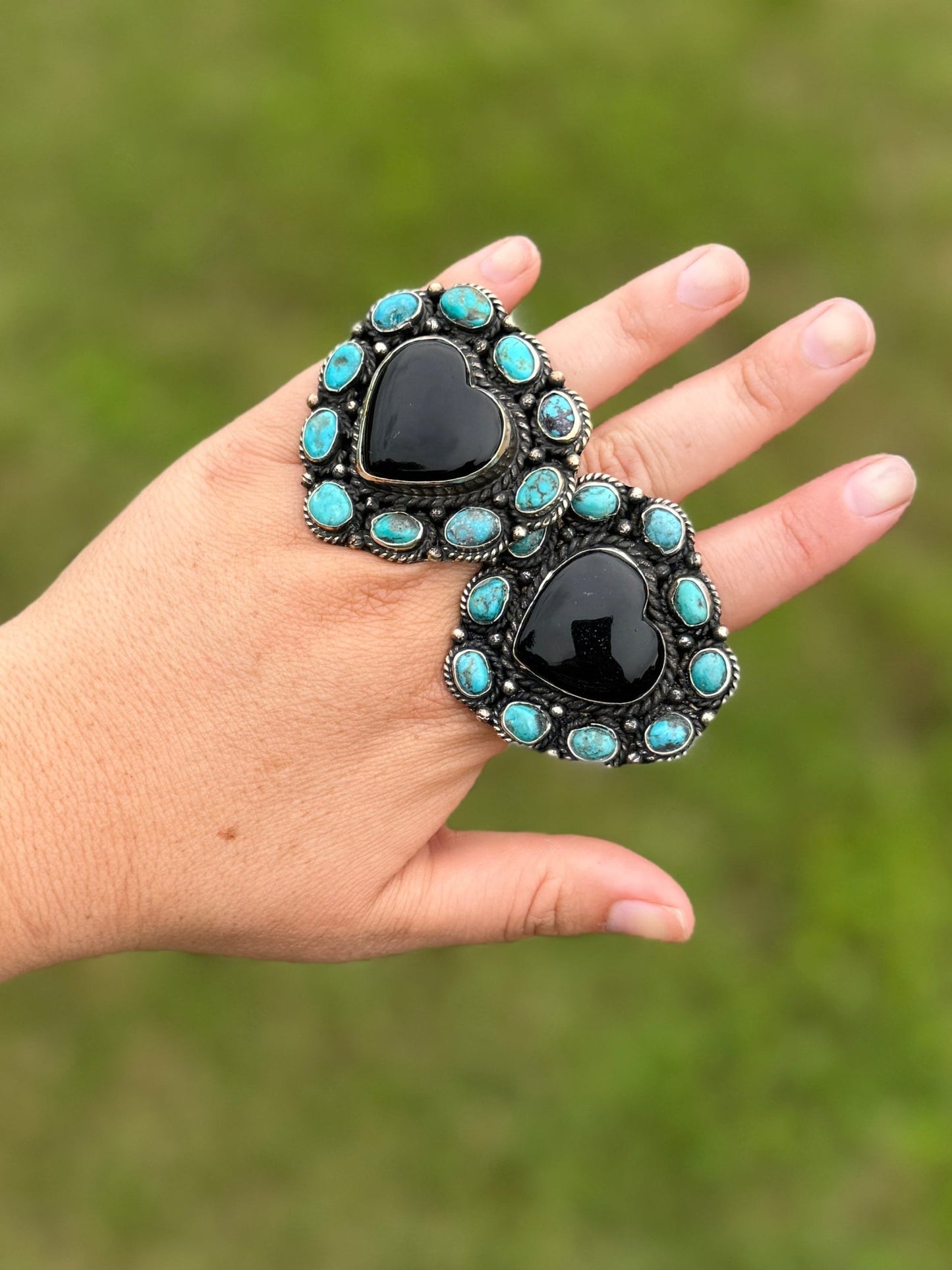 Black Onyx Heart Kingman Ring - Cowgirls & City Chics