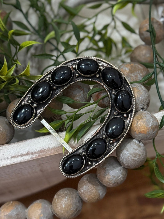 Black Onyx Horseshoe Buckle - Cowgirls & City Chics