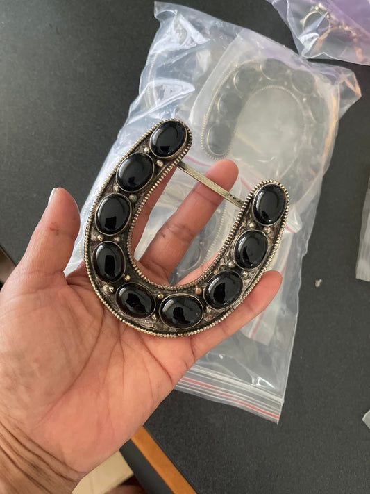 Black Onyx Horseshoe Buckle - Cowgirls & City Chics